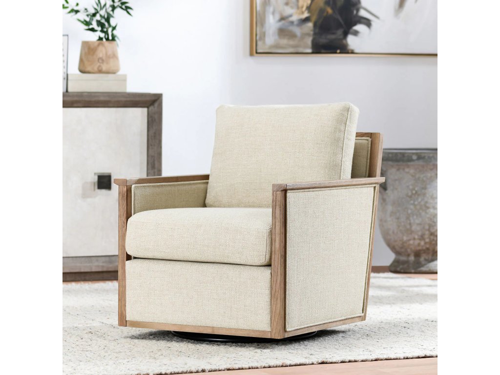 Norman Upholstered Swivel Chair - Natural - image 3
