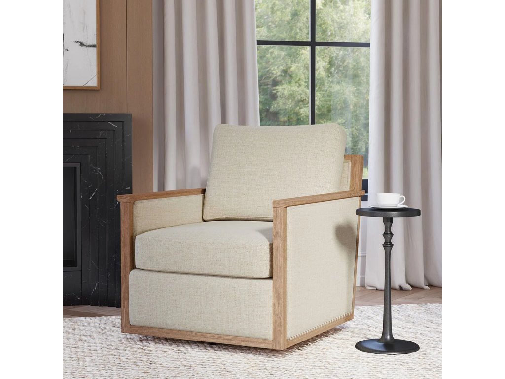 Norman Upholstered Swivel Chair - Natural - image 4