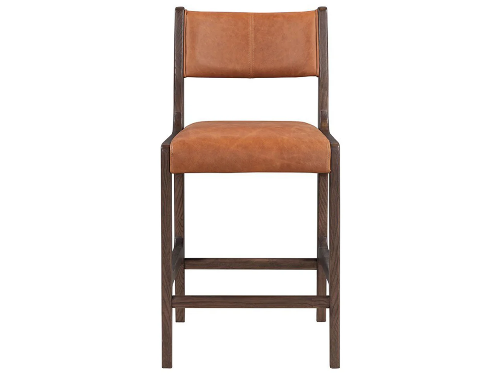 Wayne Leather Counter Stool - Autumn Brown - image 1
