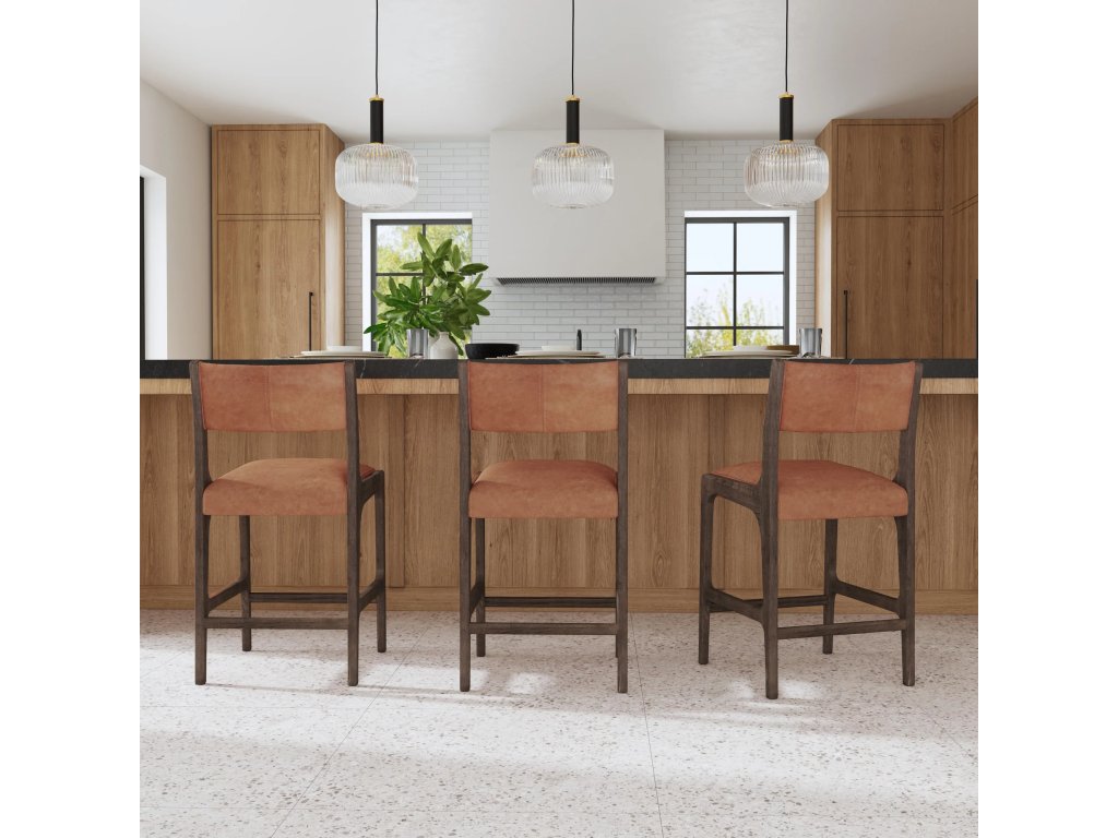 Wayne Leather Counter Stool - Autumn Brown - image 5