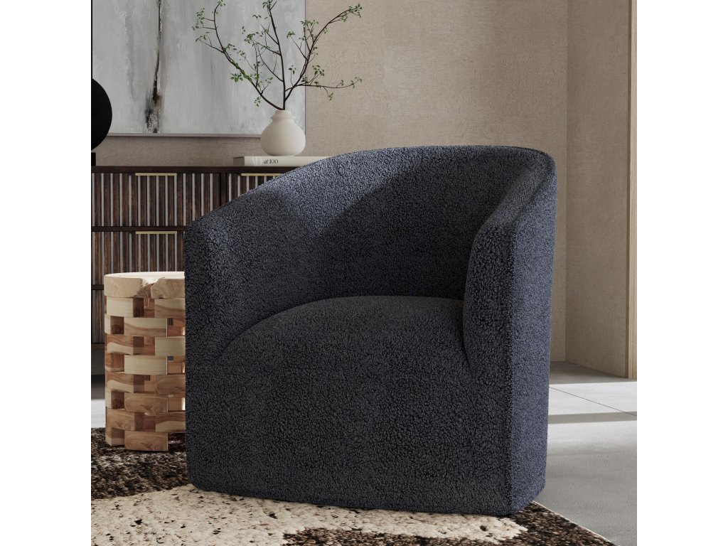 Valencia Upholstered Swivel Chair - Blue - image 4