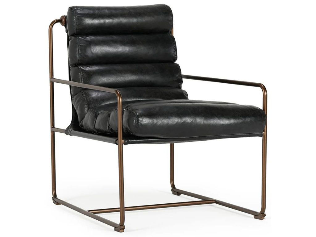 Argo Leather Accent Chair - Jet Black - main image