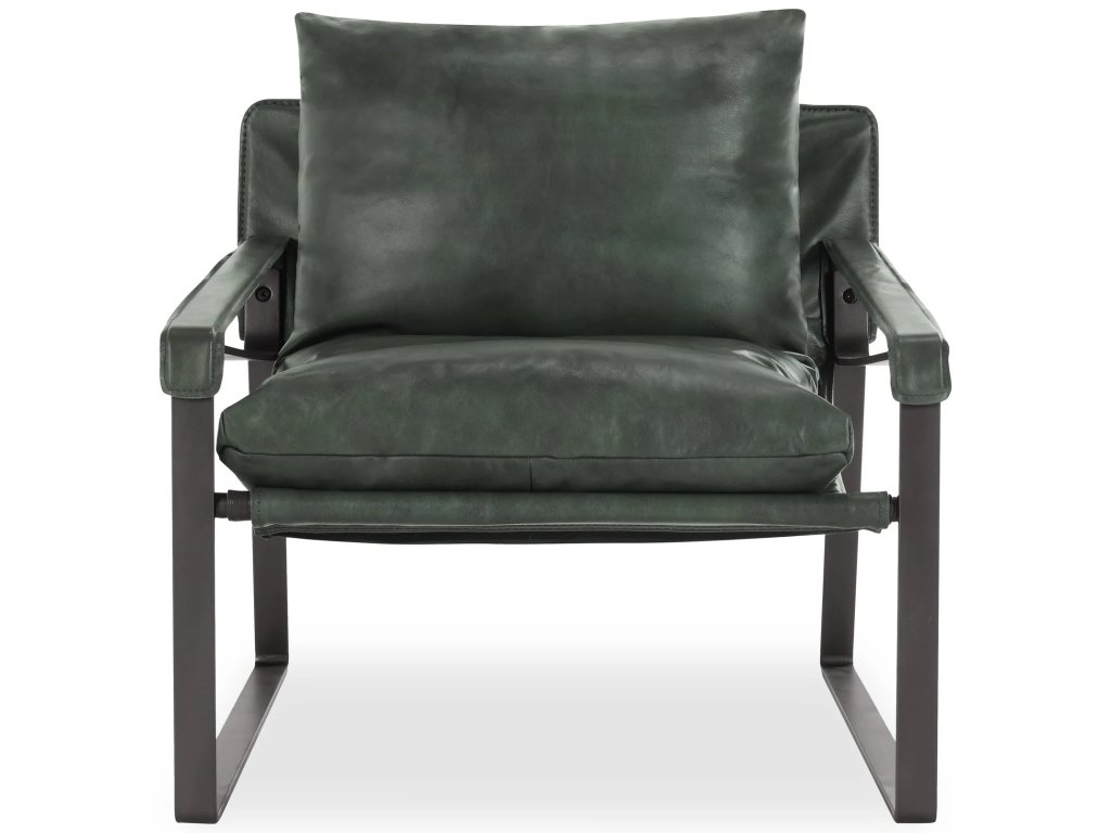 Morgan Leather Accent Chair - Forrest Green - image 1