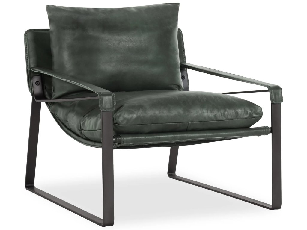 Morgan Leather Accent Chair - Forrest Green - main image