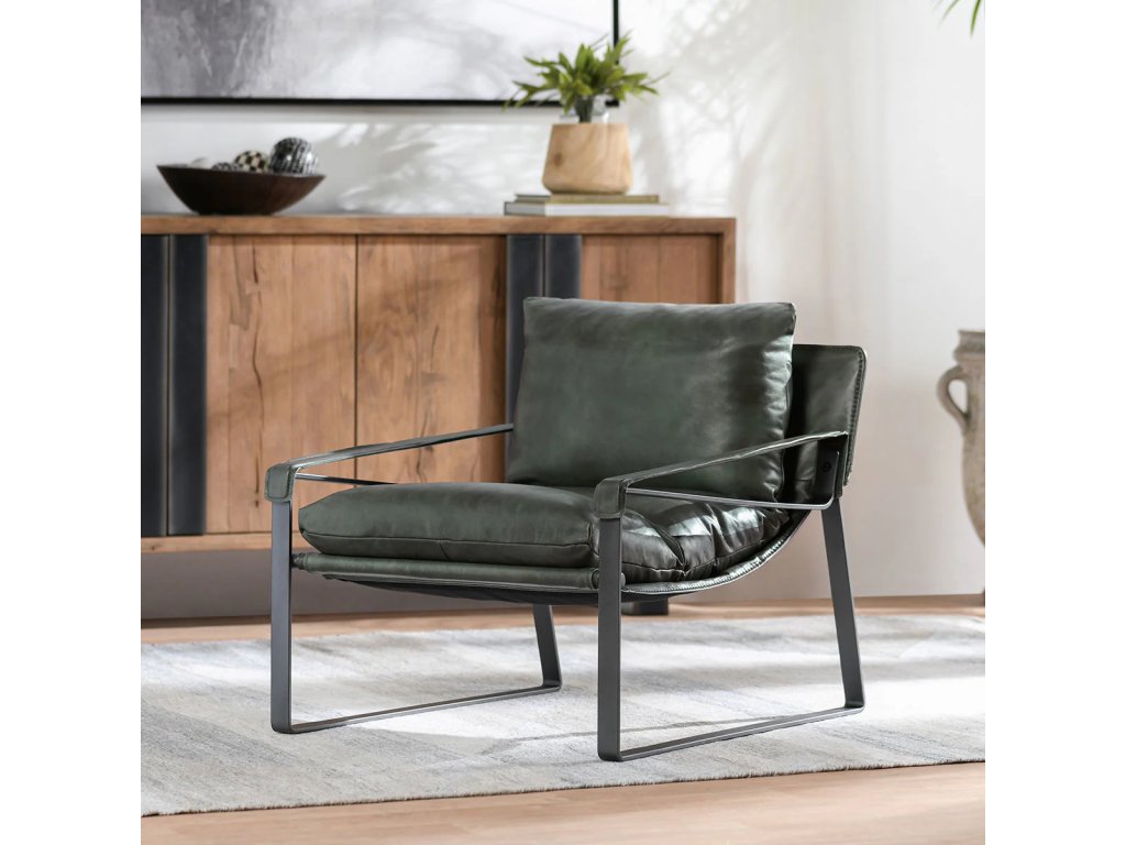 Morgan Leather Accent Chair - Forrest Green - image 6