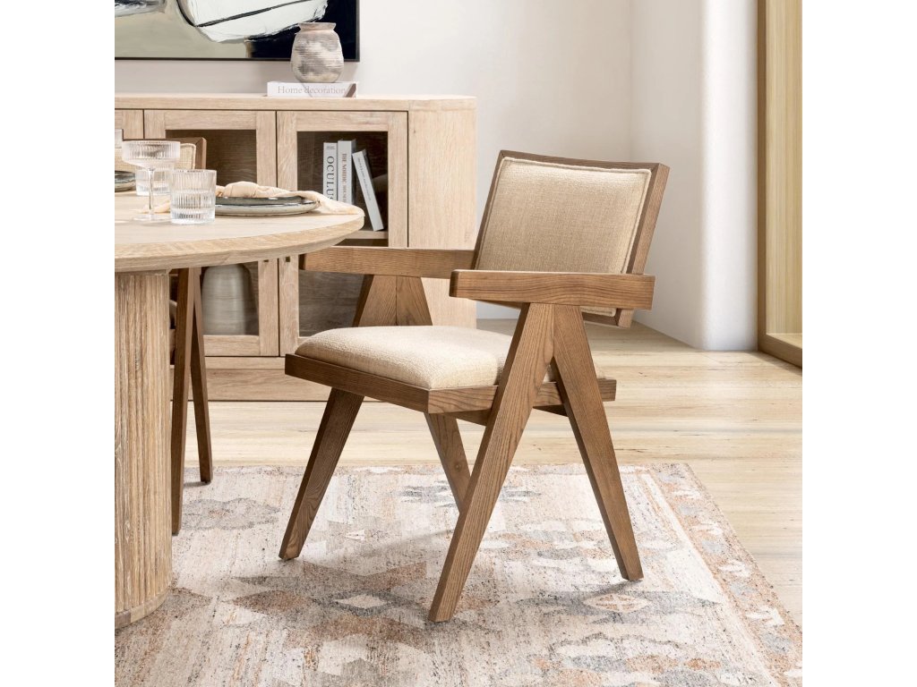 Dolton Upholstered Dining Armchair - Beige/Natural - image 6