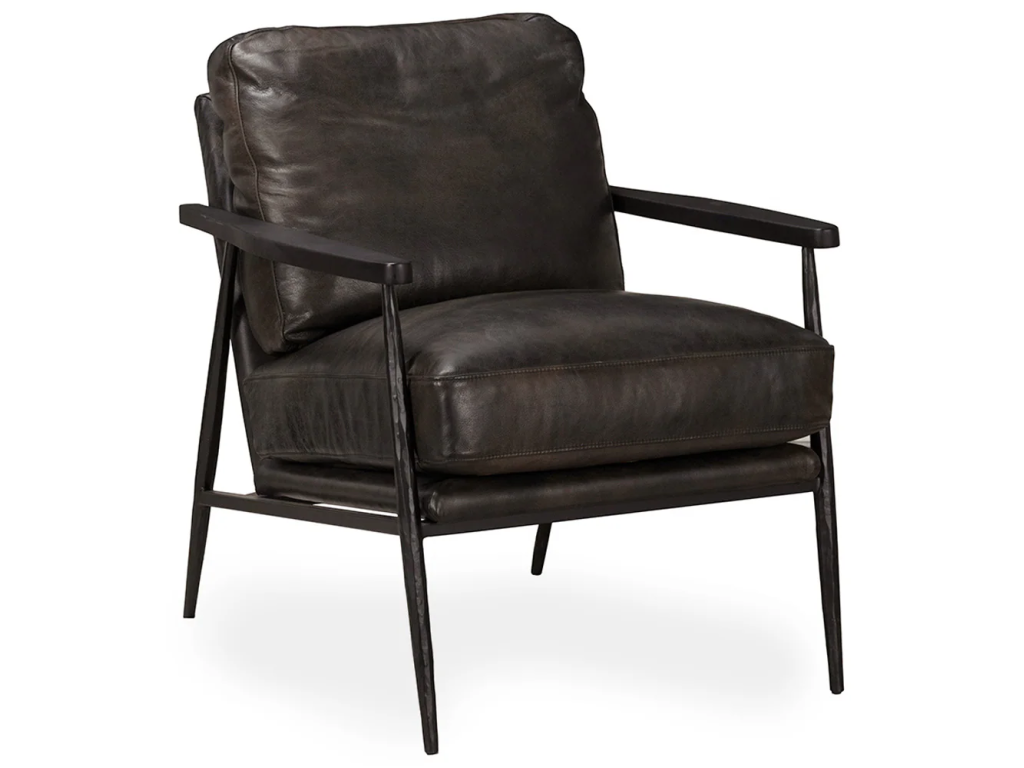 Christopher Leather Club Chair - Jet Black - main image