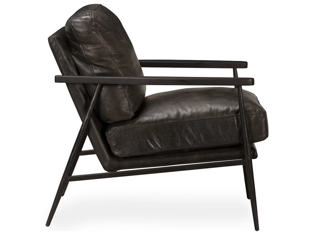 Christopher Leather Club Chair - Jet Black - image 2