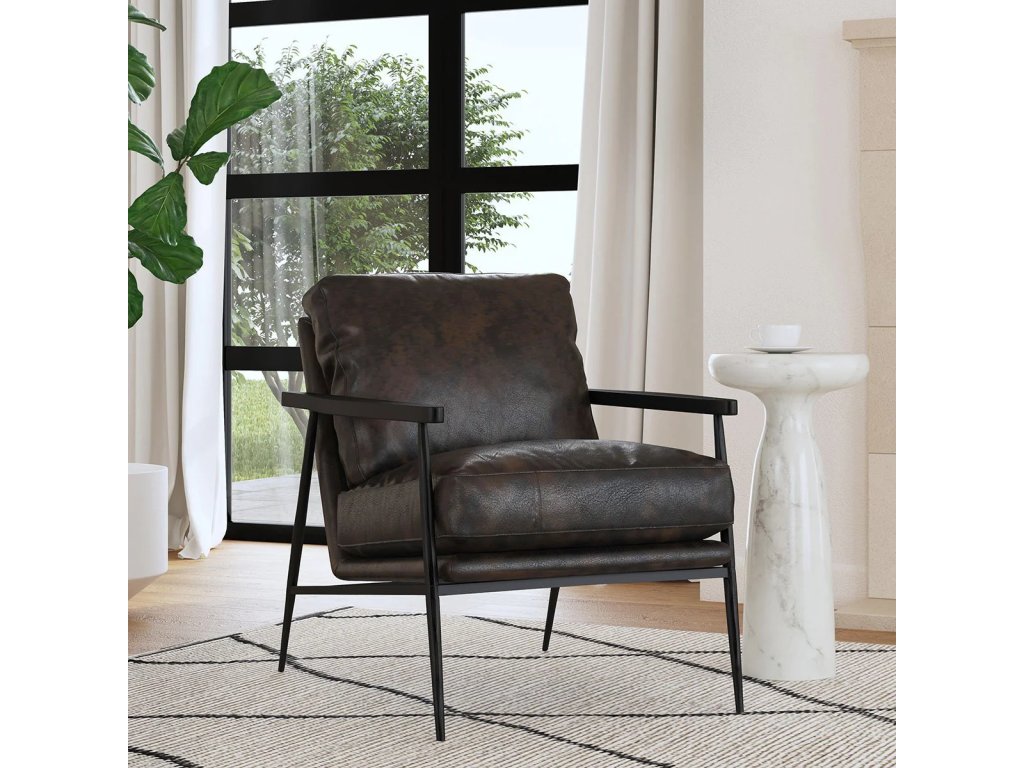 Christopher Leather Club Chair - Jet Black - image 3