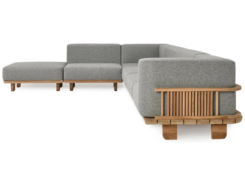 Hudson Outdoor 6pc Sectional - Natural/Gray - main image