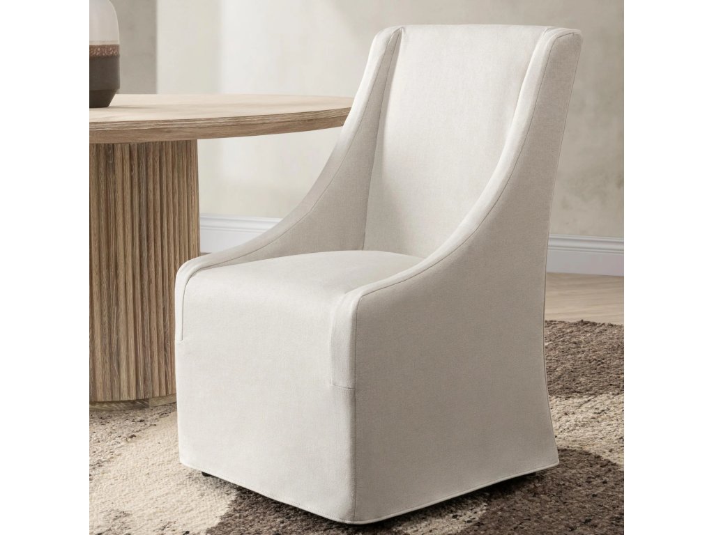 Warwick Upholstered Rolling Dining Chair - Stone Beige - image 5