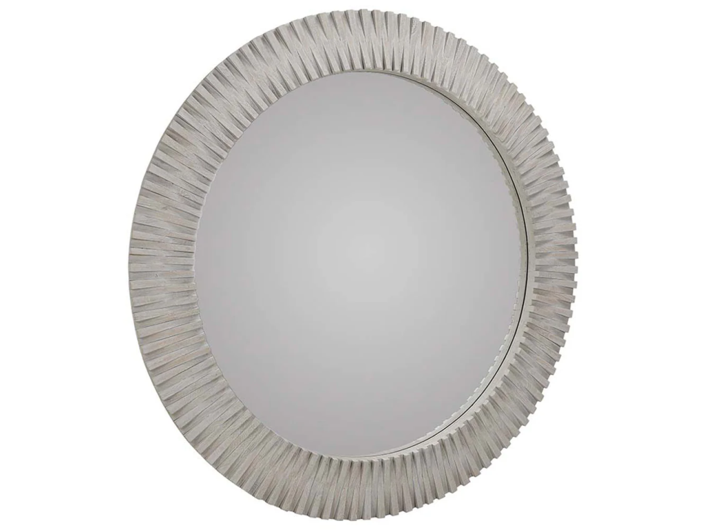 Myrtle Solid Wood Round Mirror - Gray Wash - image 1