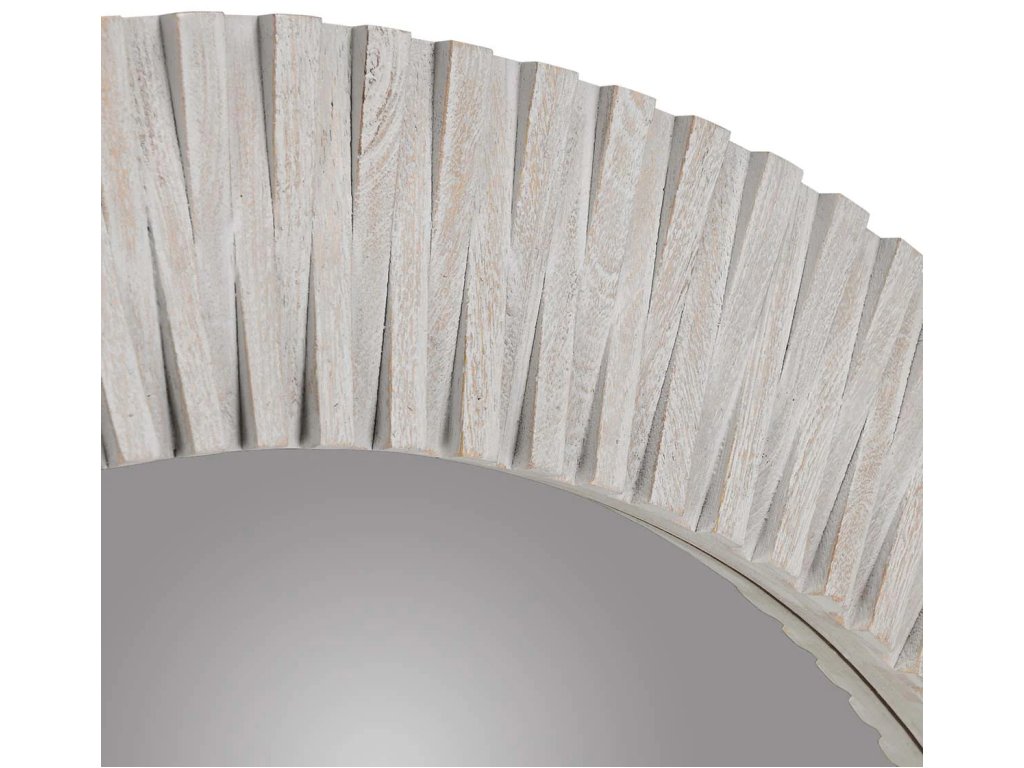 Myrtle Solid Wood Round Mirror - Gray Wash - image 3
