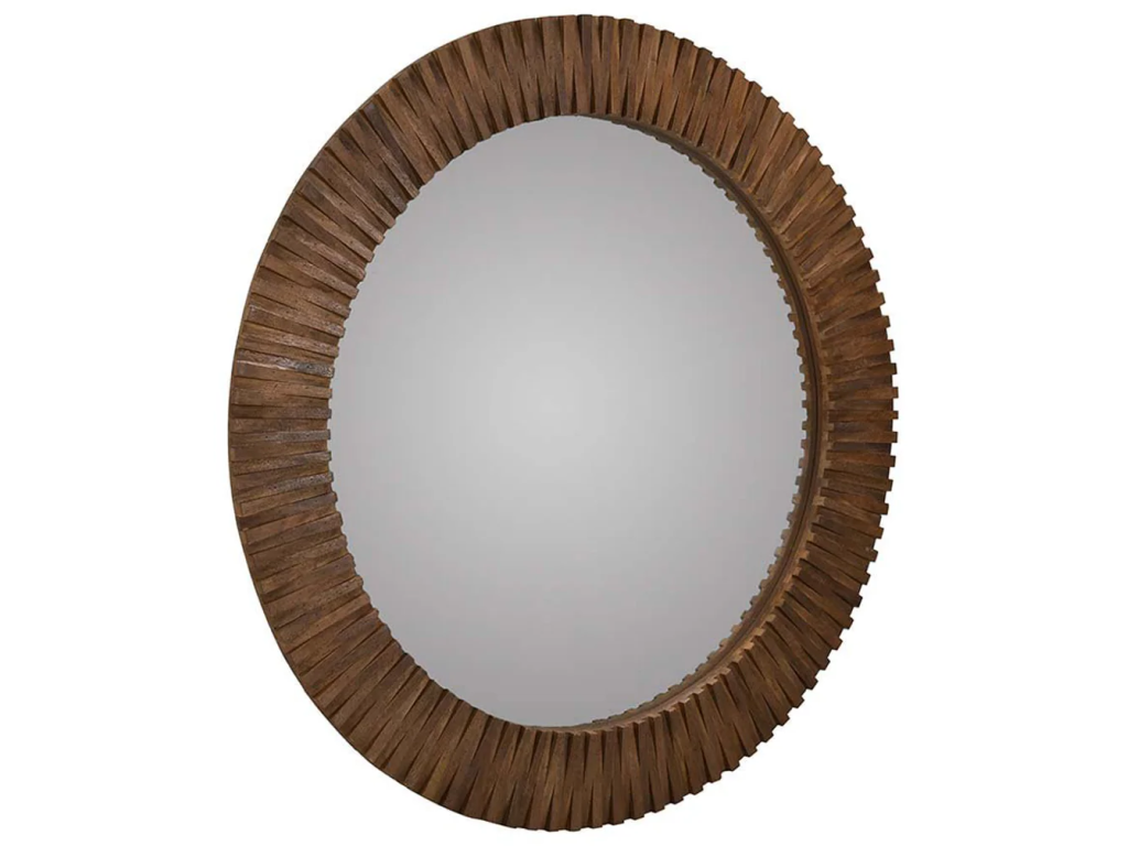 Myrtle Solid Wood Round Mirror - Artisan Brown - image 1