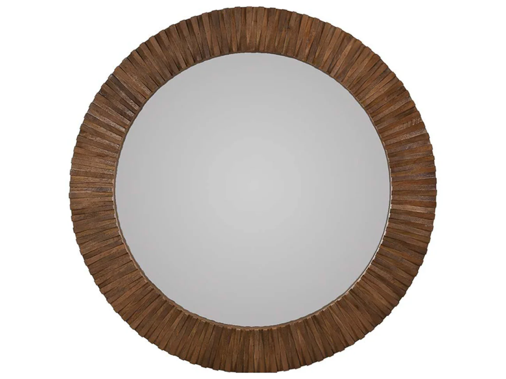 Myrtle Solid Wood Round Mirror - Artisan Brown - main image