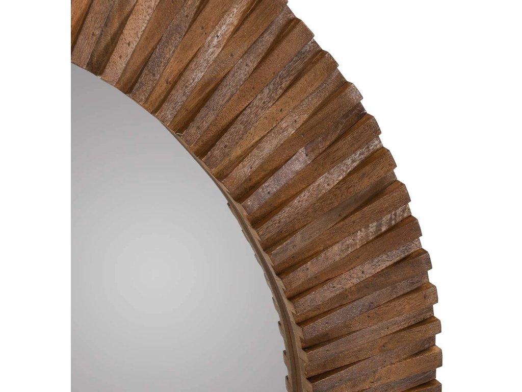 Myrtle Solid Wood Round Mirror - Artisan Brown - image 3