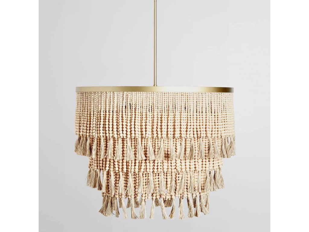 Brittany Wood Beaded Round Chandelier - main image