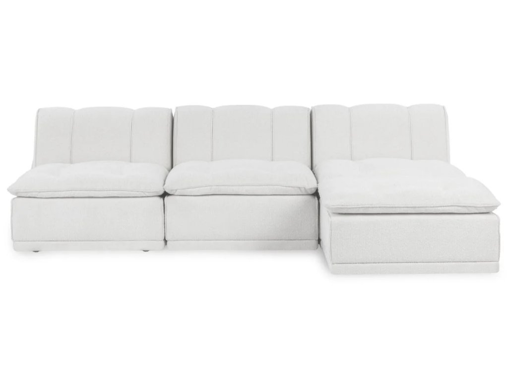 Haven Leather Modular 3pc Sectional w/ Ottoman - White - main image