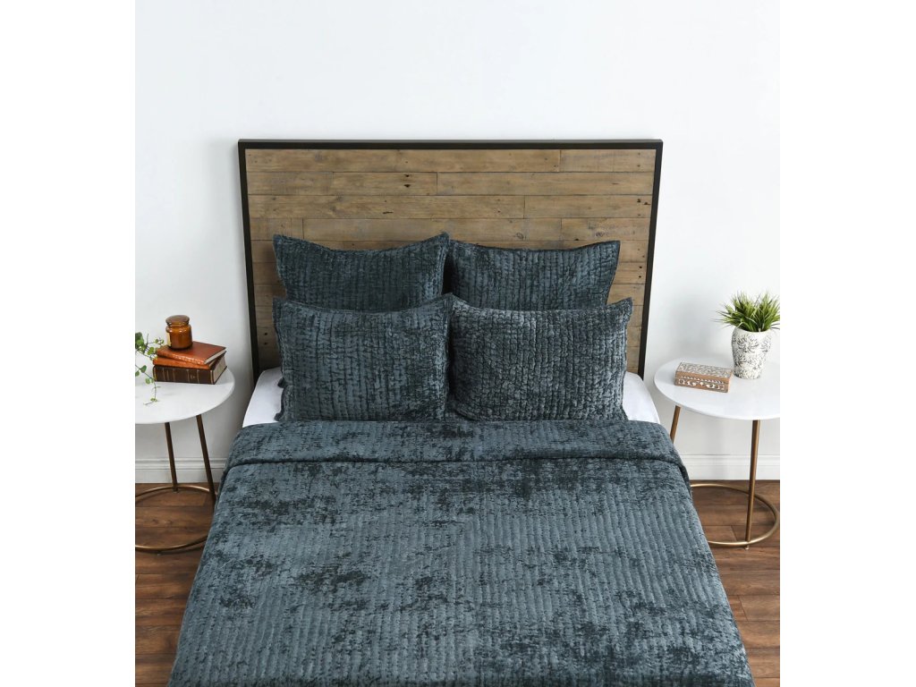 Bari Velvet Quilt Collection - Bay Green - main image