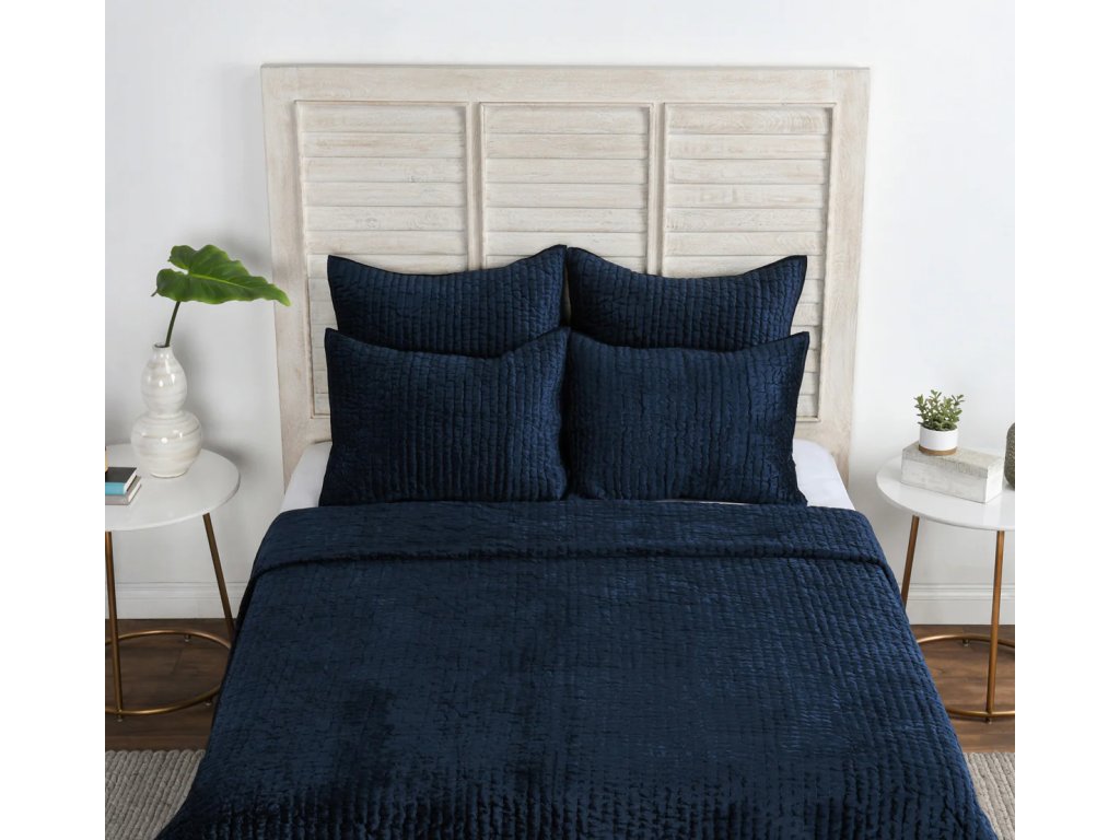 Bari Velvet Quilt Collection - Ocean Blue - main image