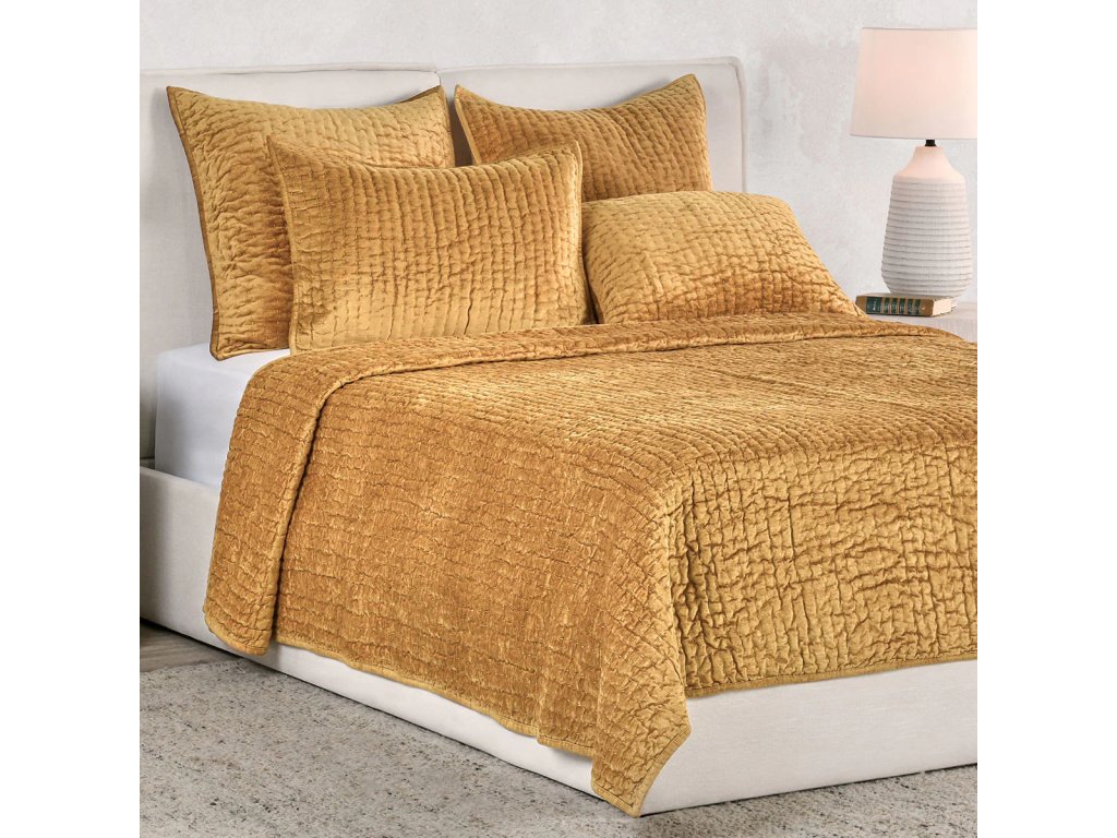 Bari Velvet Quilt Collection - Honey Gold - main image