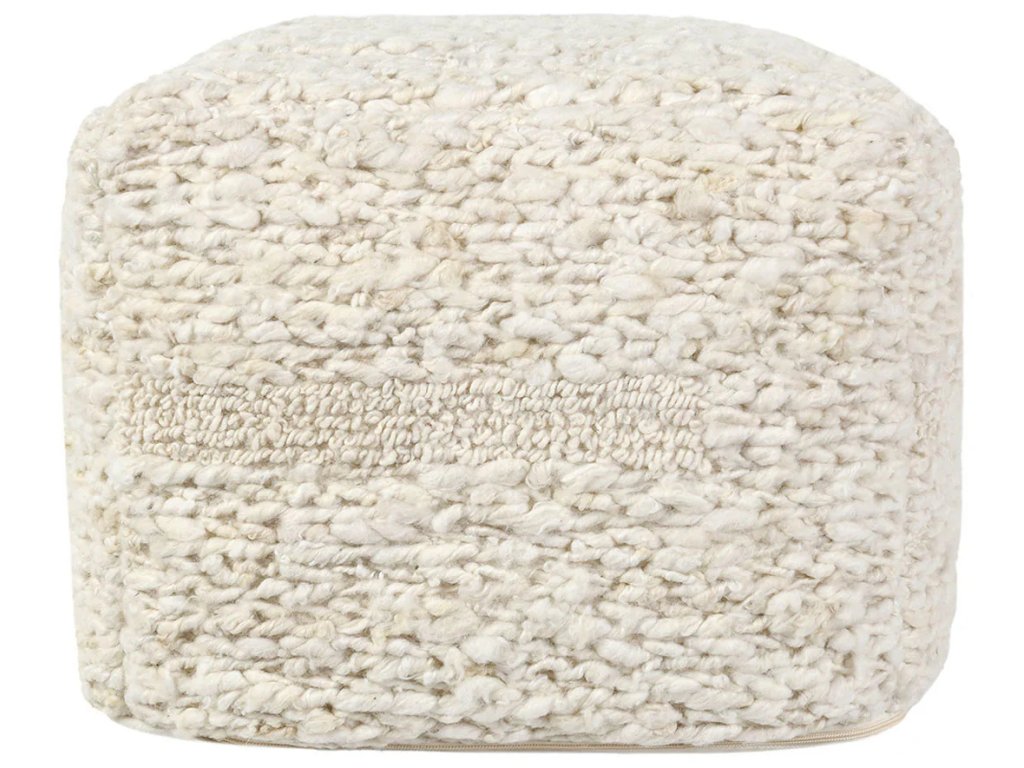 Sinclair Pouf 18x18x14 - Ivory - main image