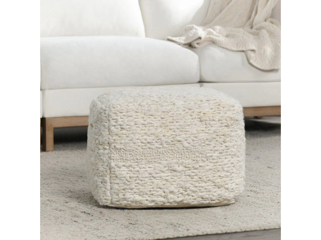 Sinclair Pouf 18x18x14 - Ivory - image 1