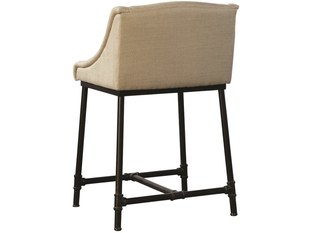 Linen & Iron Pipe Counter Stool - image 1