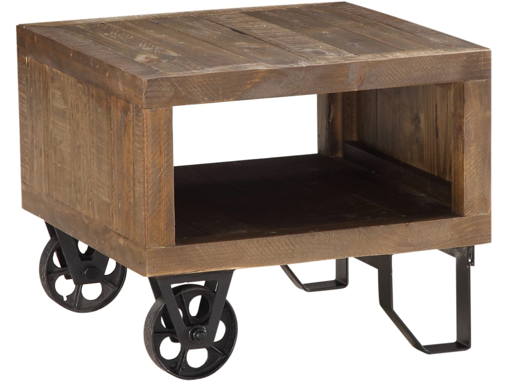 Coalburn Reclaimed Wood Square Side Table in Russett Brown - image 1