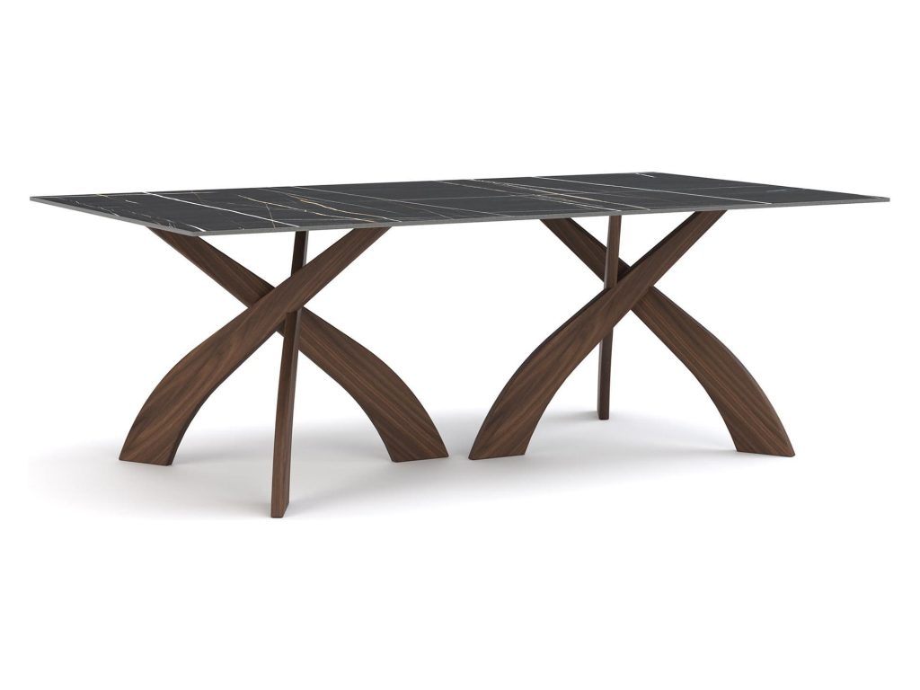 Copeland Furniture Entwine Double Pedestal Rectangular Sintered Stone Top Table, primary thumbnail