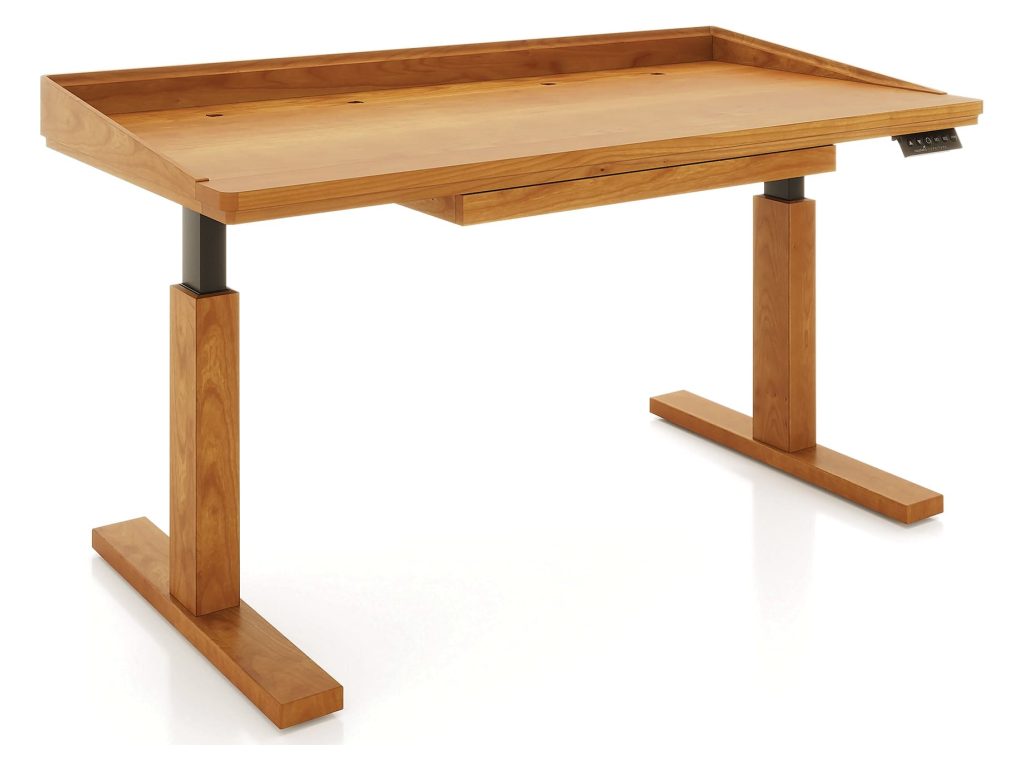 Copeland Furniture Odin 30″ x 60″ Sit-Stand Desk with Pencil Drawer and Wood Legs, alternate view 1