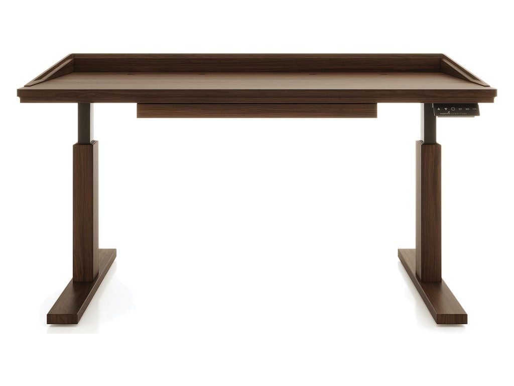 Copeland Furniture Odin 30″ x 60″ Sit-Stand Desk with Pencil Drawer and Wood Legs, alternate view 4