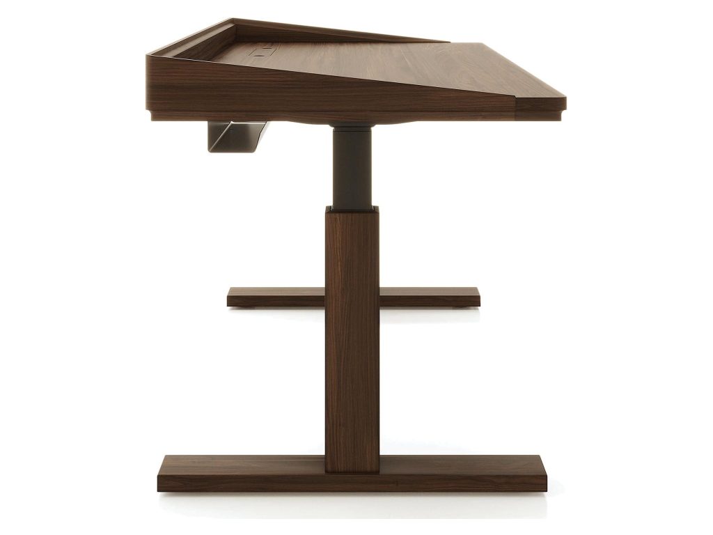 Copeland Furniture Odin 30″ x 60″ Sit-Stand Desk with Pencil Drawer and Wood Legs, alternate view 5