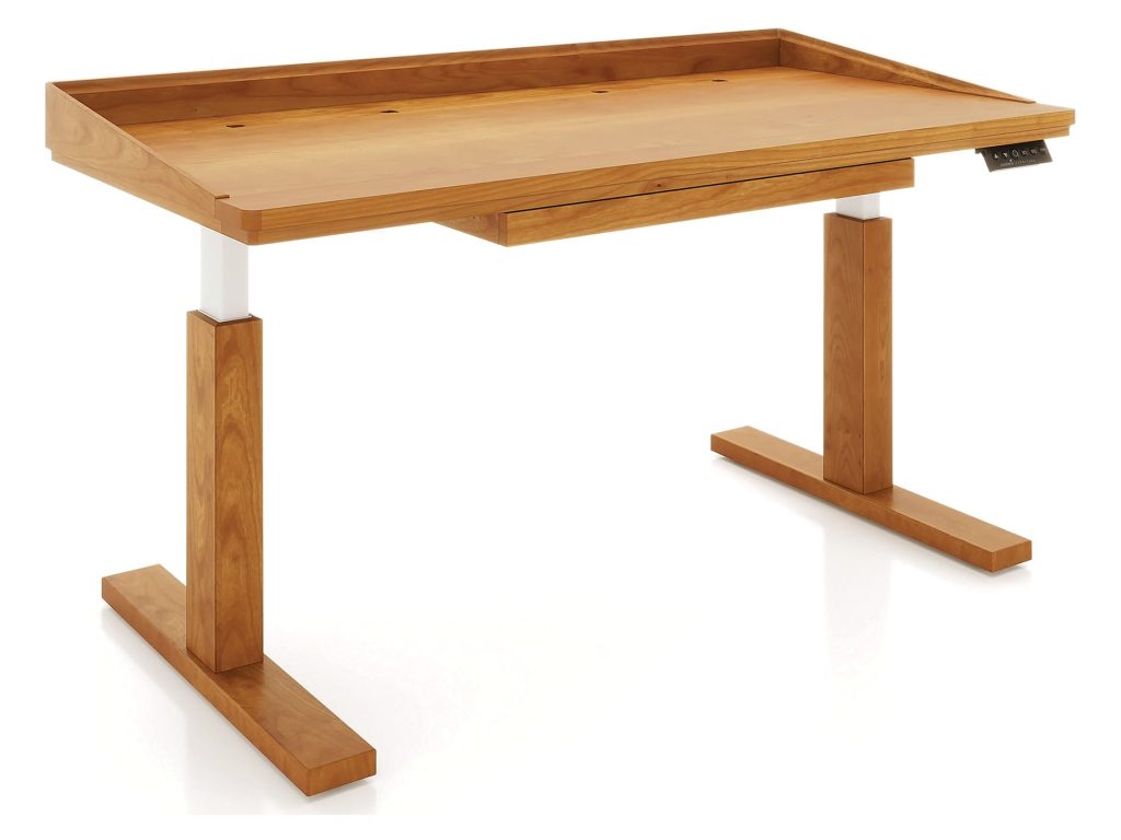 Copeland Furniture Odin 30″ x 60″ Sit-Stand Desk with Pencil Drawer and Wood Legs, alternate view 3