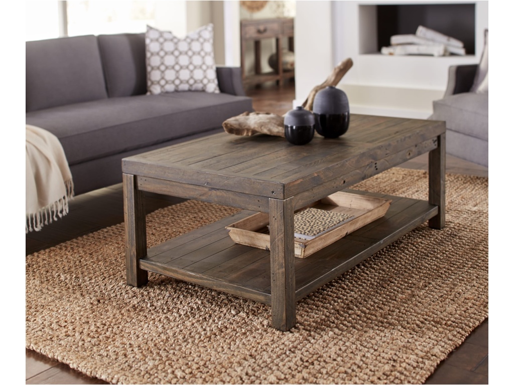 Craster Reclaimed Wood Rectangular Coffee Table in Smoky Taupe - main image