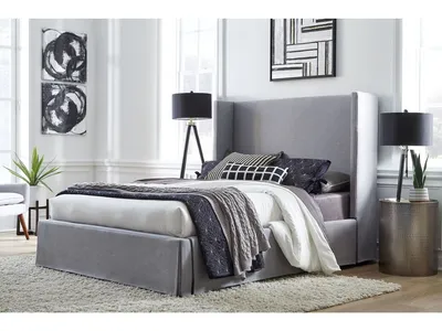 Cresta Skirted Footboard Storage Panel Bed in Fog