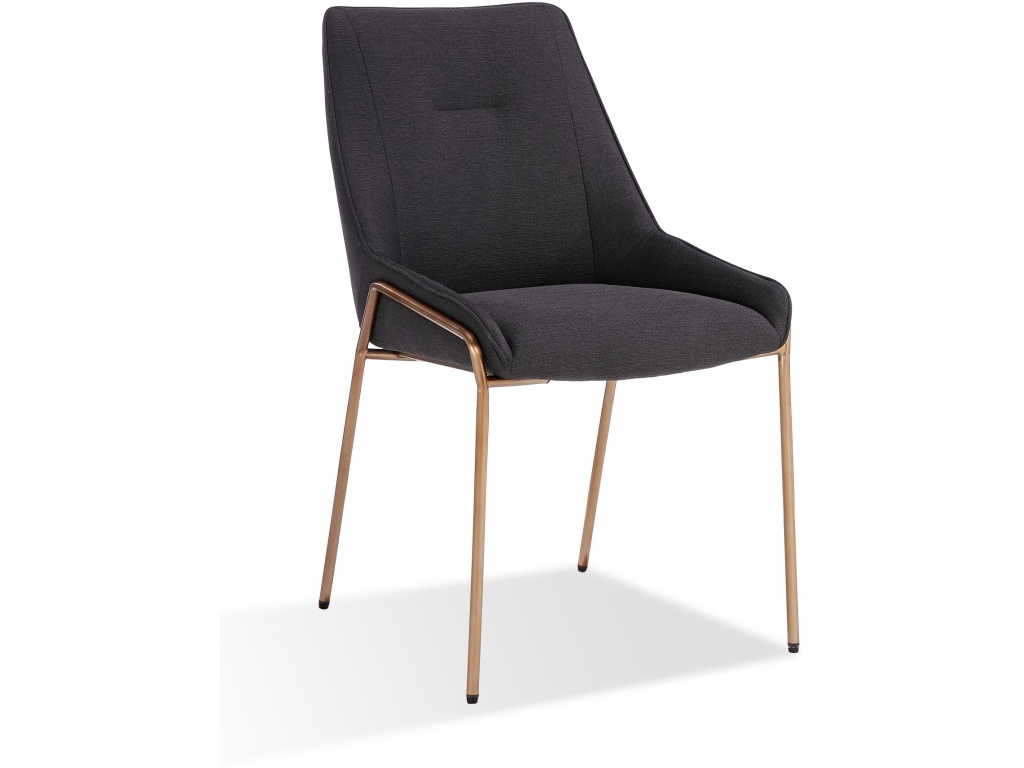 Cyrus Upholstered Dining Chair in Coal Fabric and Brushed Bronze Metal - image 2