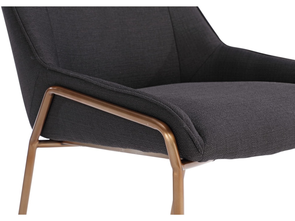 Cyrus Upholstered Dining Chair in Coal Fabric and Brushed Bronze Metal - image 6