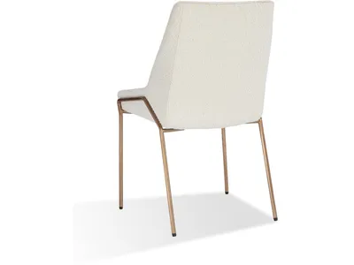 Cyrus Upholstered Dining Chair in Cottage Cheese Boucle and Brushed Bronze Metal