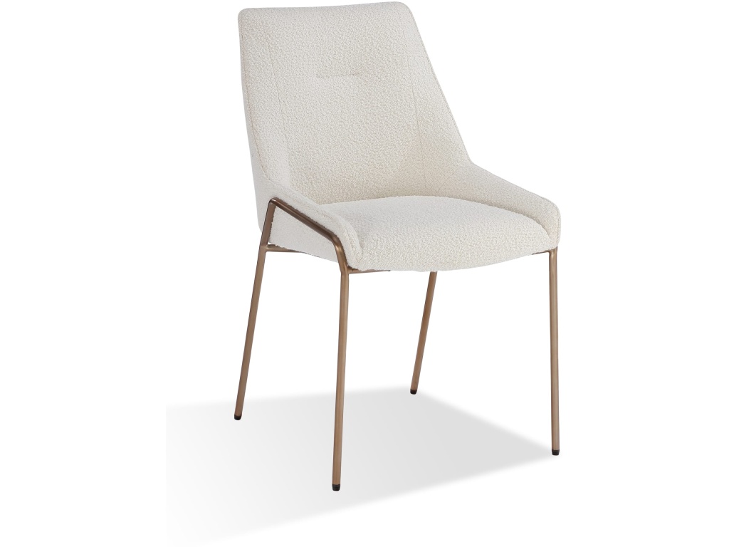 Cyrus Upholstered Dining Chair in Cottage Cheese Boucle and Brushed Bronze Metal - main image