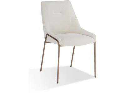Cyrus Upholstered Dining Chair in Cottage Cheese Boucle and Brushed Bronze Metal