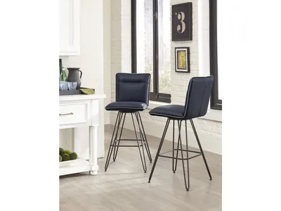 Demi Hairpin Leg Swivel Bar Stool in Cobalt