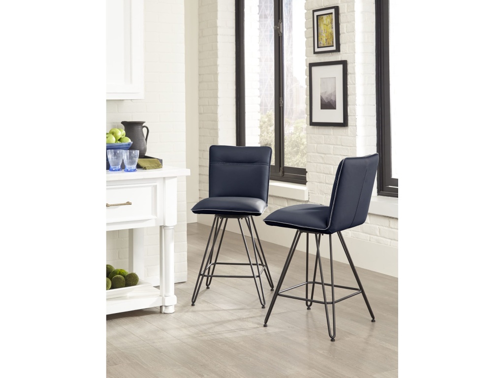 Demi Hairpin Leg Swivel Counter Stool in Cobalt - main image