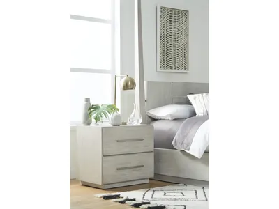 Destination Two Drawer Nightstand in Cotton Grey