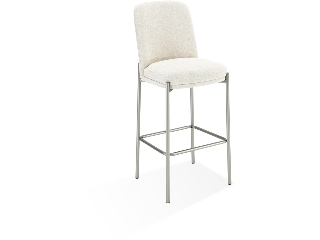 Dion Upholstered Bar Stool in Natural Light Linen and Brushed Nickel Metal - image 1
