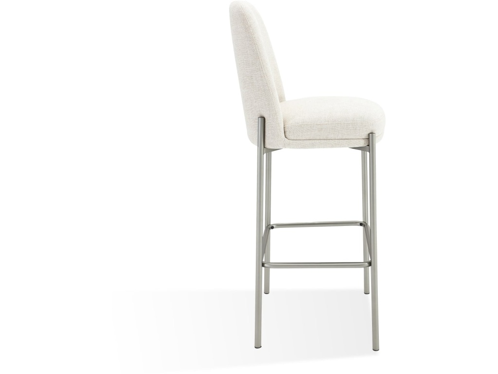 Dion Upholstered Bar Stool in Natural Light Linen and Brushed Nickel Metal - image 2