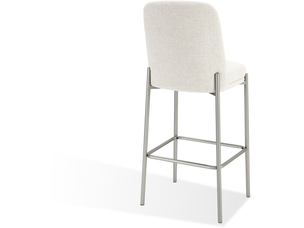 Dion Upholstered Bar Stool in Natural Light Linen and Brushed Nickel Metal - image 3