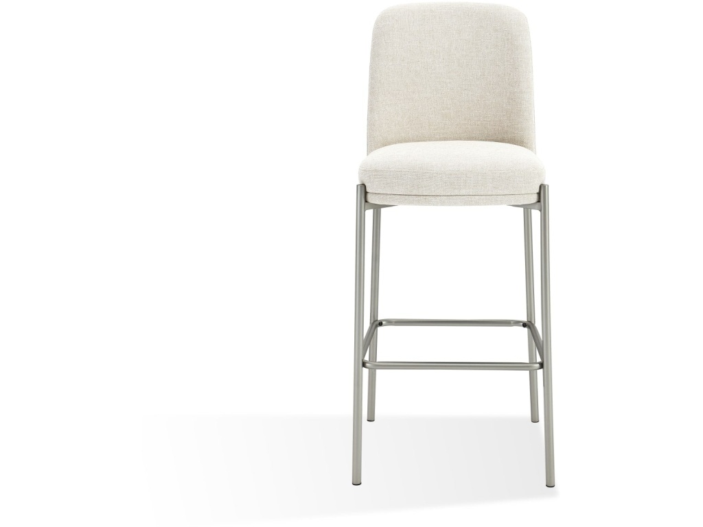 Dion Upholstered Bar Stool in Natural Light Linen and Brushed Nickel Metal - main image