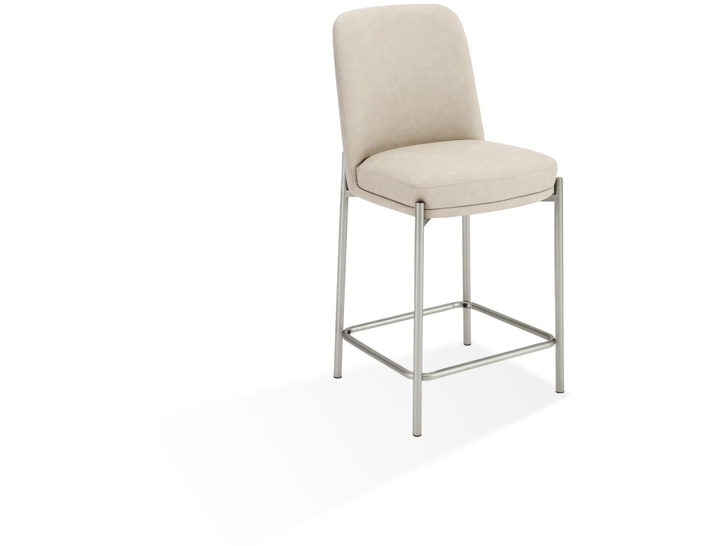 Dion Upholstered Counter Stool in Camel Synthetic Leather and Brushed Nickel Metal - image 1