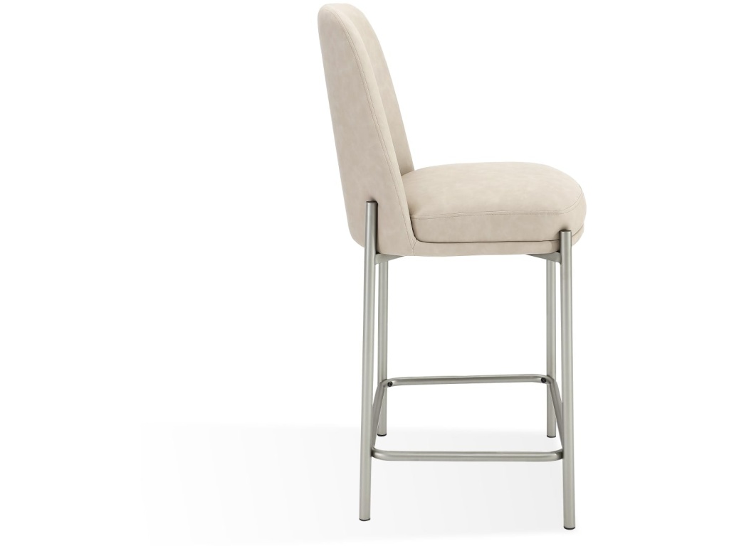 Dion Upholstered Counter Stool in Camel Synthetic Leather and Brushed Nickel Metal - image 2